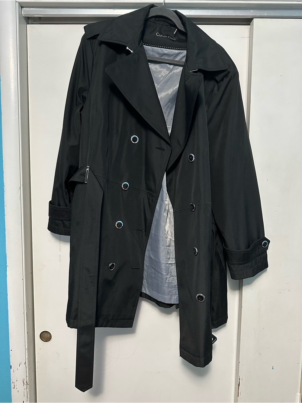 Calvin Klein Black Double-Breasted Trench Coat